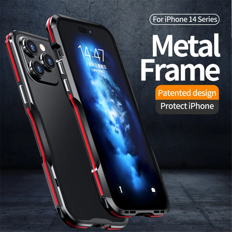 LUPHIE Bumper Case for iPhone 15 Pro Anti-Fall Shockproof Metal Frame Phone Cover Protector - Silver