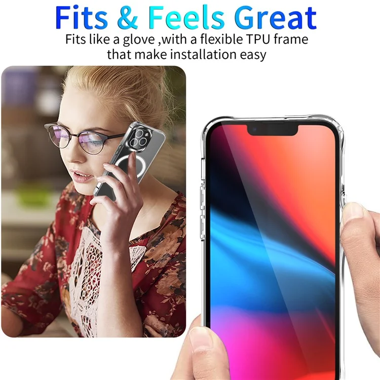 Para Iphone 15 Pro Max Magnetic Phone Case Compatil Con Tpu Magsafe+cubierta Protectora de Esquina Reforzada Acrílica