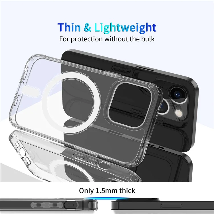 Para Iphone 15 Pro Max Magnetic Phone Case Compatil Con Tpu Magsafe+cubierta Protectora de Esquina Reforzada Acrílica