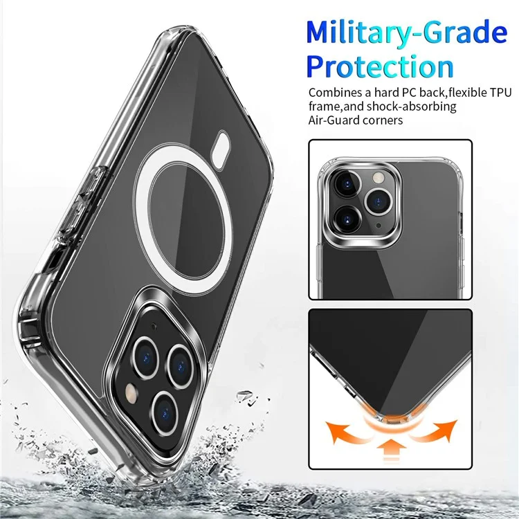 Para Iphone 15 Pro Max Magnetic Phone Case Compatil Con Tpu Magsafe+cubierta Protectora de Esquina Reforzada Acrílica