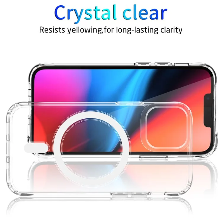 Coque magnétique compatible MagSafe pour iPhone 15 en TPU+acrylique, antichoc avec coins Air-Guard
