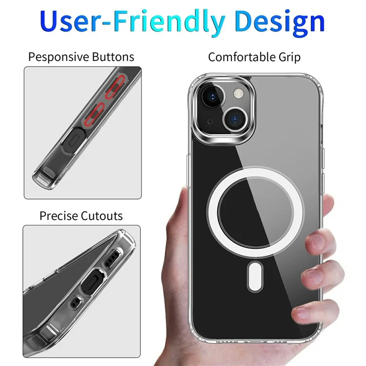 Coque magnétique compatible MagSafe pour iPhone 15 en TPU+acrylique, antichoc avec coins Air-Guard
