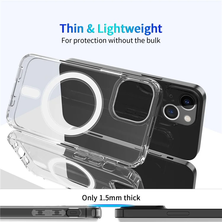 Coque magnétique compatible MagSafe pour iPhone 15 en TPU+acrylique, antichoc avec coins Air-Guard