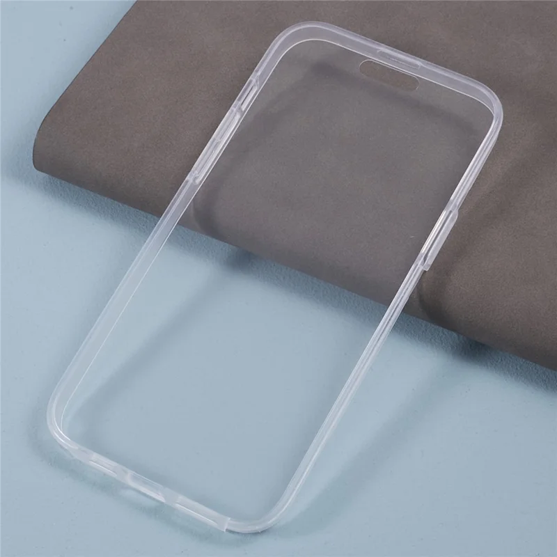 Para iPhone 15 Capa Transparente TPU Quadro+Acrílic Traseiro+Protetor de Tela PET Capa de Telefone