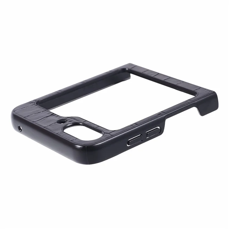 For Samsung Galaxy Z Flip5 5G Case Crocodile Texture PC Mobile Phone Cover - Black