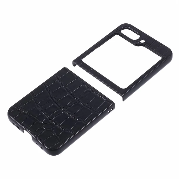 For Samsung Galaxy Z Flip5 5G Case Crocodile Texture PC Mobile Phone Cover - Black