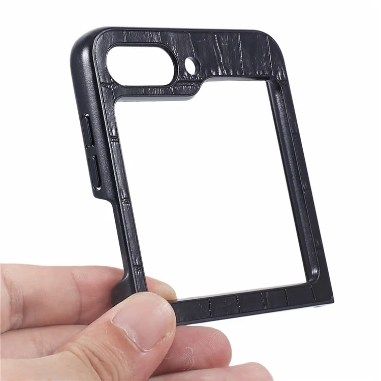 For Samsung Galaxy Z Flip5 5G Case Crocodile Texture PC Mobile Phone Cover - Black