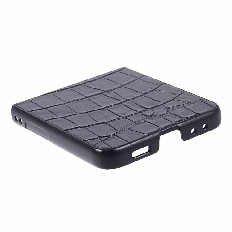 For Samsung Galaxy Z Flip5 5G Case Crocodile Texture PC Mobile Phone Cover - Black