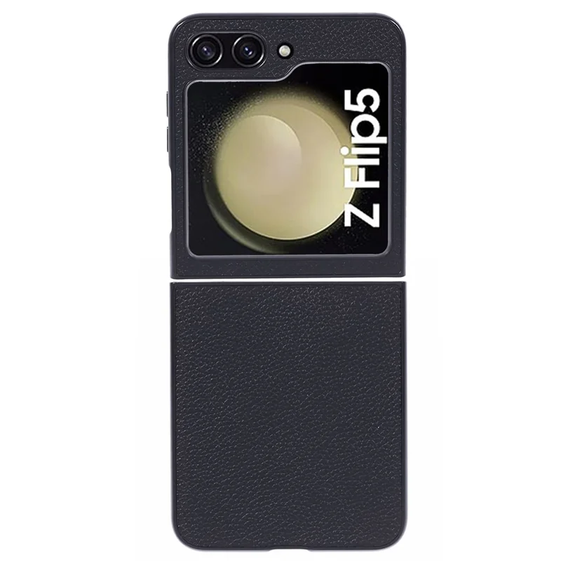 For Samsung Galaxy Z Flip5 5G Case Anti-scratch Litchi Texture PC Phone Cover Shell - Black