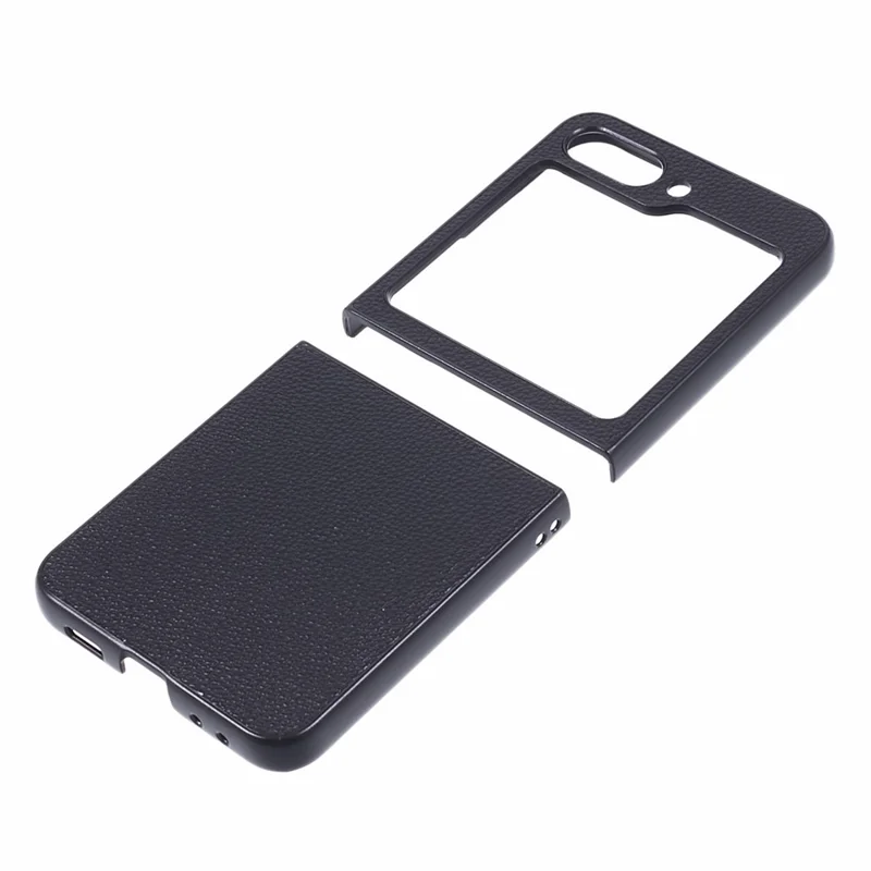 For Samsung Galaxy Z Flip5 5G Case Anti-scratch Litchi Texture PC Phone Cover Shell - Black