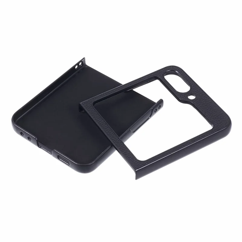 For Samsung Galaxy Z Flip5 5G Case Anti-scratch Litchi Texture PC Phone Cover Shell - Black