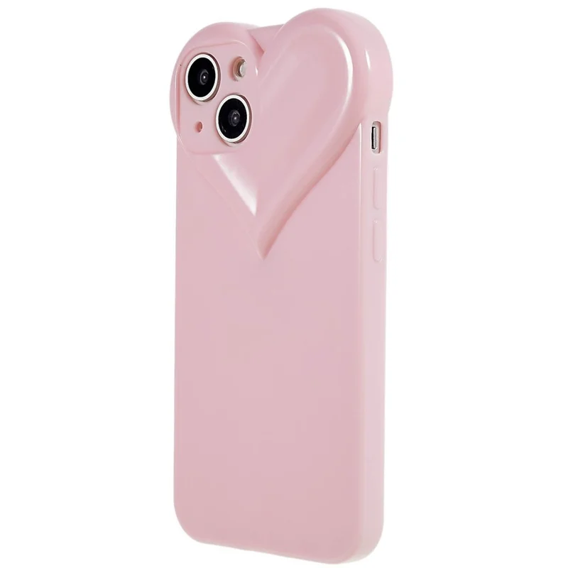 Dustproof TPU Shell for iPhone 15 , Heart Shaped Camera Protection Cell Phone Case - Pink