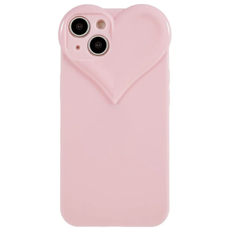Dustproof TPU Shell for iPhone 15 , Heart Shaped Camera Protection Cell Phone Case - Pink