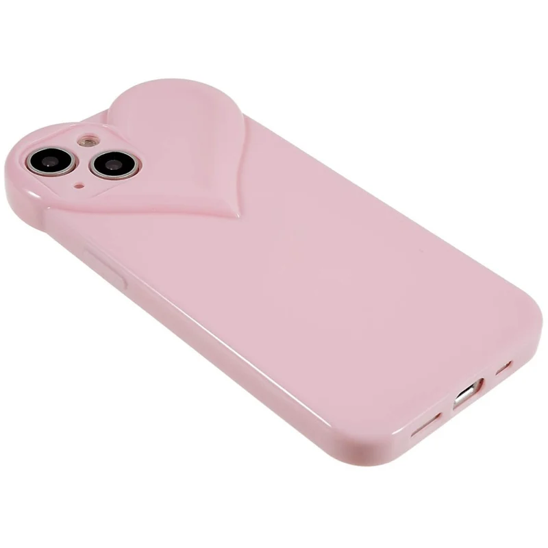 Dustproof TPU Shell for iPhone 15 , Heart Shaped Camera Protection Cell Phone Case - Pink
