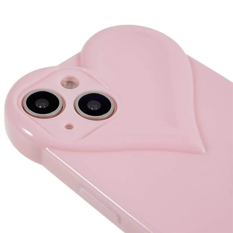 Dustproof TPU Shell for iPhone 15 , Heart Shaped Camera Protection Cell Phone Case - Pink