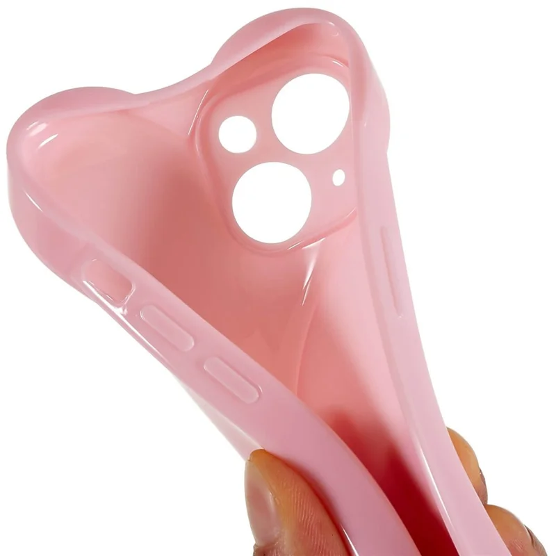 Dustproof TPU Shell for iPhone 15 , Heart Shaped Camera Protection Cell Phone Case - Pink