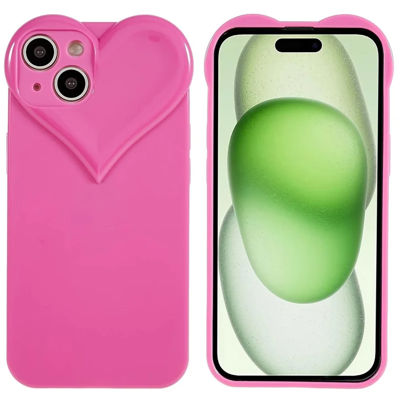 For iPhone 15 Plus Anti-Scratch Phone Case Heart Shaped Design TPU Shell Phone Cover - Rose