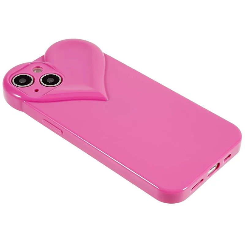 For iPhone 15 Plus Anti-Scratch Phone Case Heart Shaped Design TPU Shell Phone Cover - Rose