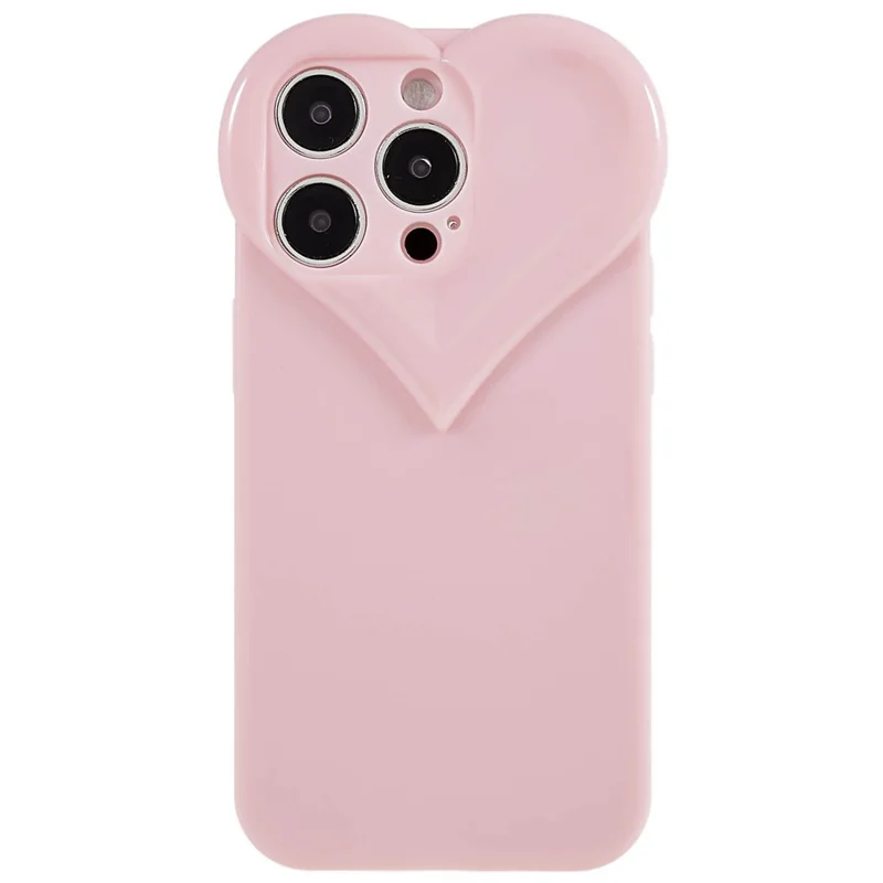 Para iPhone 15 Pro Protector de bisel elevado Funda de teléfono móvil TPU Estuche de teléfono celular Diseño con forma de corazón - Rosa