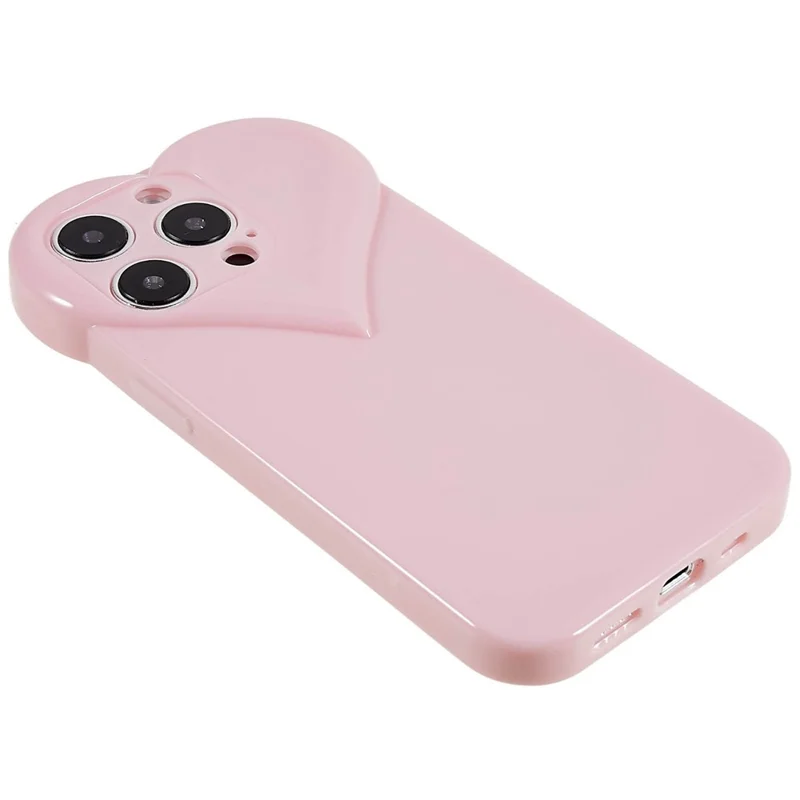 Para iPhone 15 Pro Protector de bisel elevado Funda de teléfono móvil TPU Estuche de teléfono celular Diseño con forma de corazón - Rosa