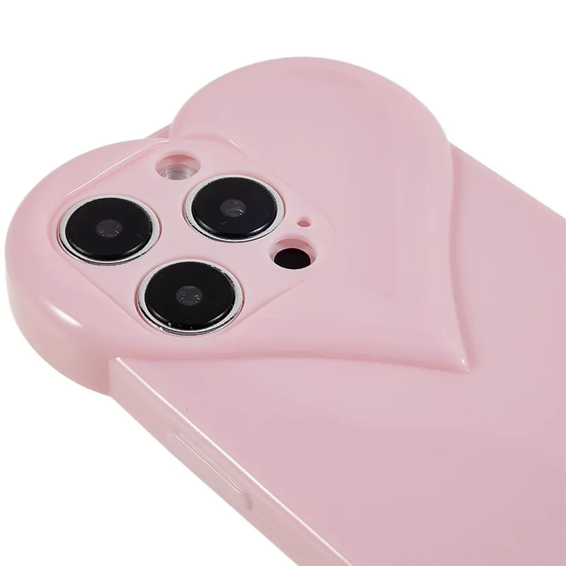 Para iPhone 15 Pro Protector de bisel elevado Funda de teléfono móvil TPU Estuche de teléfono celular Diseño con forma de corazón - Rosa