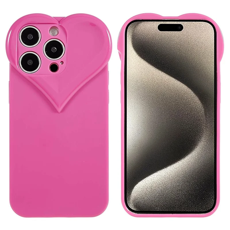 Für iPhone 15 Pro Max Handy Hülle Herzförmiger Kameraschutz Handyhülle Anti-Fingerabdruck TPU Schale - Rose