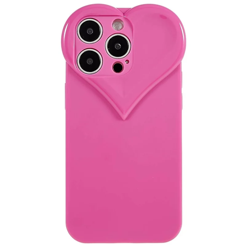 Für iPhone 15 Pro Max Handy Hülle Herzförmiger Kameraschutz Handyhülle Anti-Fingerabdruck TPU Schale - Rose