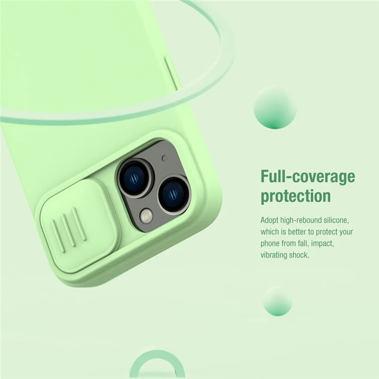 NILLKIN For iPhone 15 Plus PC + Liquid Silicone Case Anti-scratch Phone Cover with Slide Camera Lid - Midnight Blue