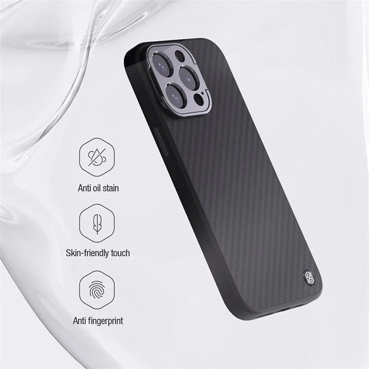 NILLKIN Carboprof Phone Case for iPhone 15 Pro , Camera Kickstand TPU+Aramid Fiber Cover Compatible with MagSafe