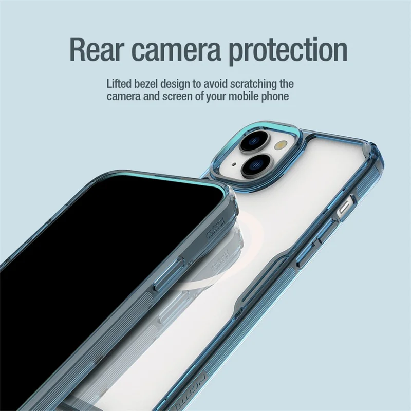 NILLKIN Nature Pro Series Magnetic Case for iPhone 15 Plus Compatible with MagSafe PC+TPU Protective Phone Cover - Blue