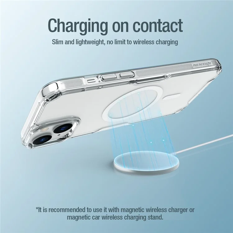 NILLKIN Nature Pro Series for iPhone 15 PC+TPU Clear Phone Case Magnetic Cover Compatible with MagSafe - Blue