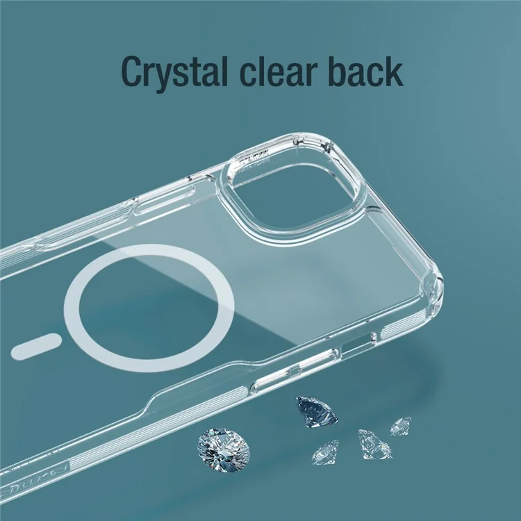 NILLKIN Nature Pro Series for iPhone 15 PC+TPU Clear Phone Case Magnetic Cover Compatible with MagSafe - Blue