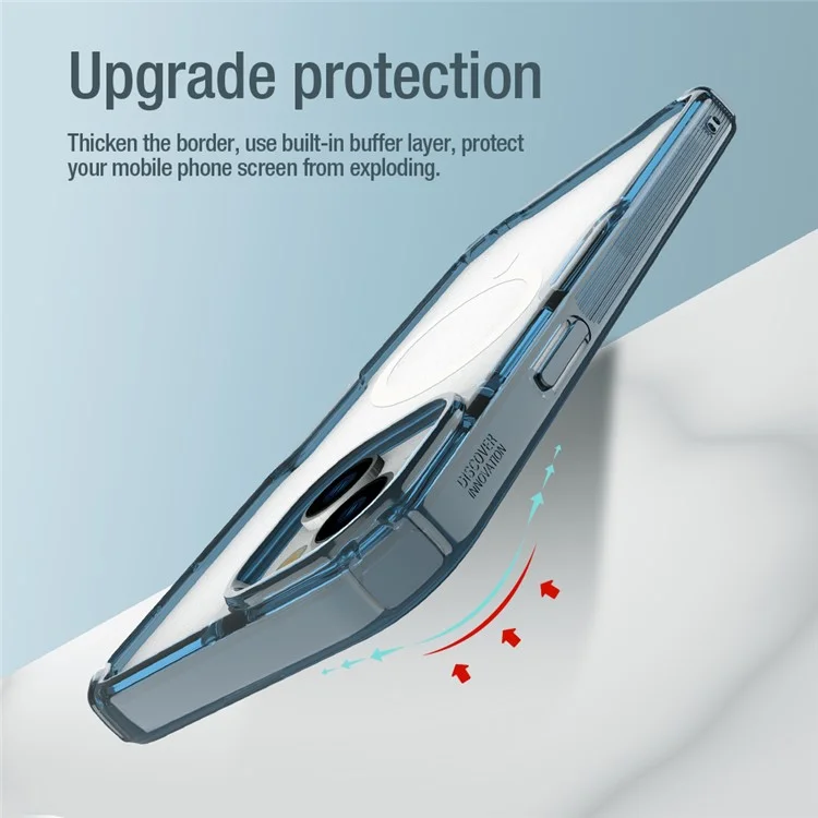 NILLKIN Nature Pro Series for iPhone 15 PC+TPU Clear Phone Case Magnetic Cover Compatible with MagSafe - Blue