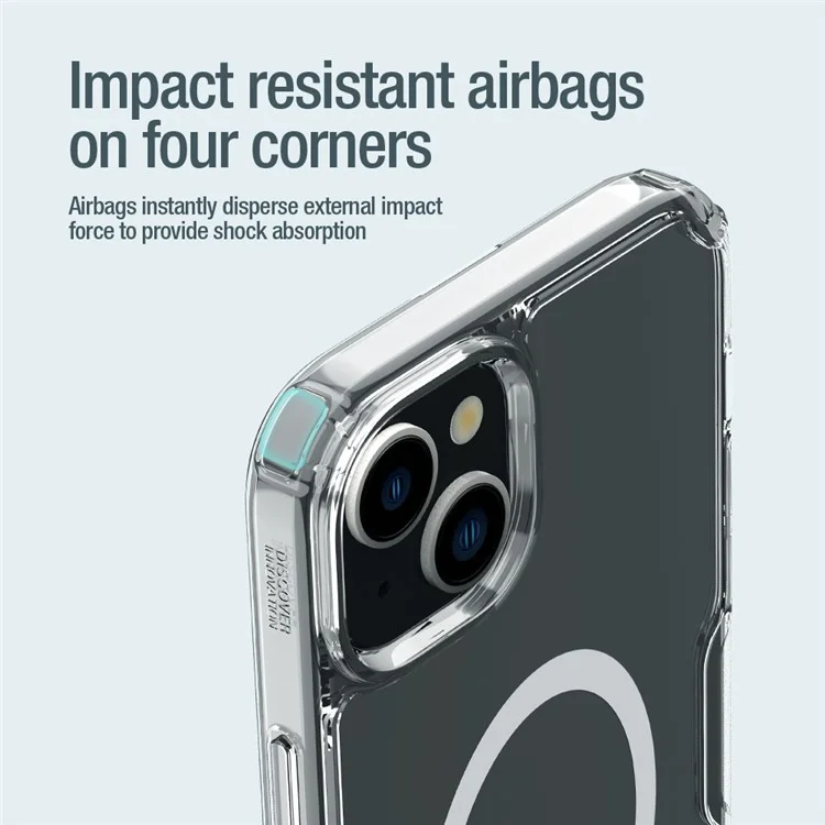 NILLKIN Nature Pro Series for iPhone 15 PC+TPU Clear Phone Case Magnetic Cover Compatible with MagSafe - Blue