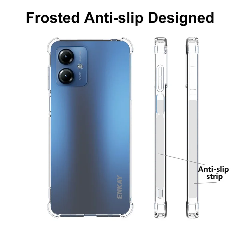 ENKAY HAT PRINCE para Motorola Moto G14 4G Capa de TPU transparente HD Antiderrapante Borda de proteção Capa de telefone