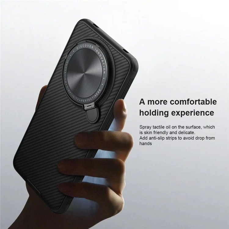 NILLKIN CamShield Prop-Serie für Huawei Mate 60 Pro / 60 Pro+ Kickstand Lens Lid Back Cover PC+TPU Handyhülle - Schwarz