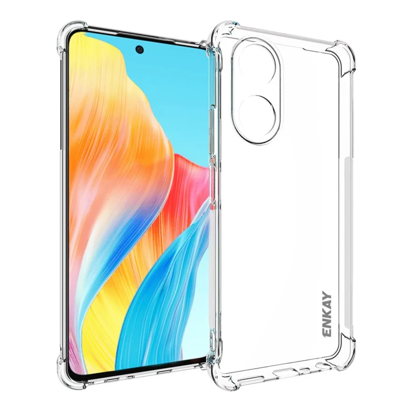 ENKAY HAT PRINCE Per Oppo A58 4G Striscia antiscivolo Bordo del telefono Copertura in TPU HD trasparente Custodia per telefono Guscio antipolvere