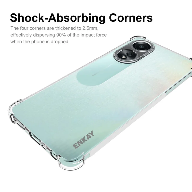 ENKAY HAT PRINCE Per Oppo A58 4G Striscia antiscivolo Bordo del telefono Copertura in TPU HD trasparente Custodia per telefono Guscio antipolvere