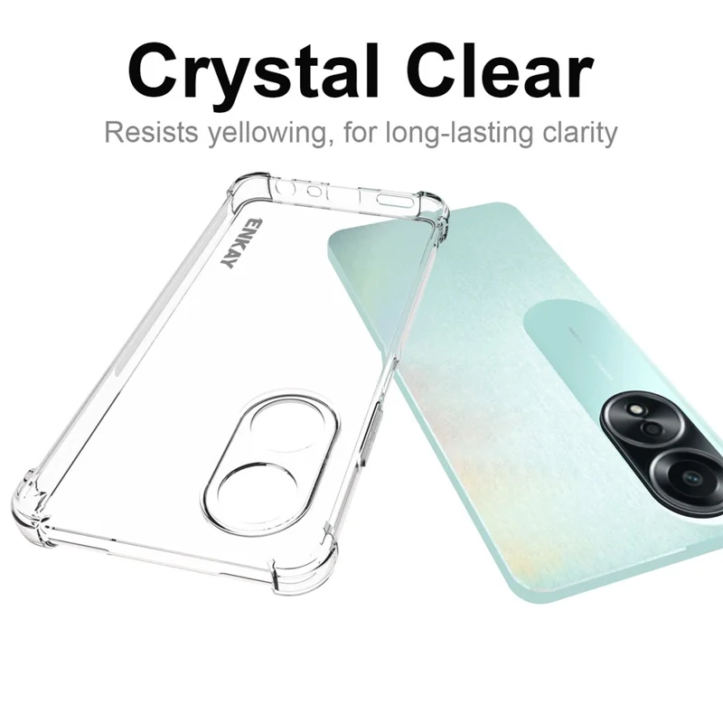 ENKAY HAT PRINCE Per Oppo A58 4G Striscia antiscivolo Bordo del telefono Copertura in TPU HD trasparente Custodia per telefono Guscio antipolvere