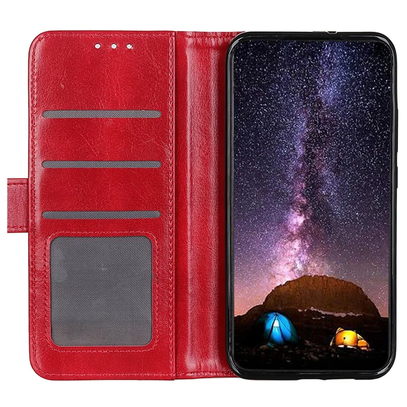 For Huawei Mate 60 PU Leather Wallet Phone Case Crazy Horse Texture Stand Cover - Red