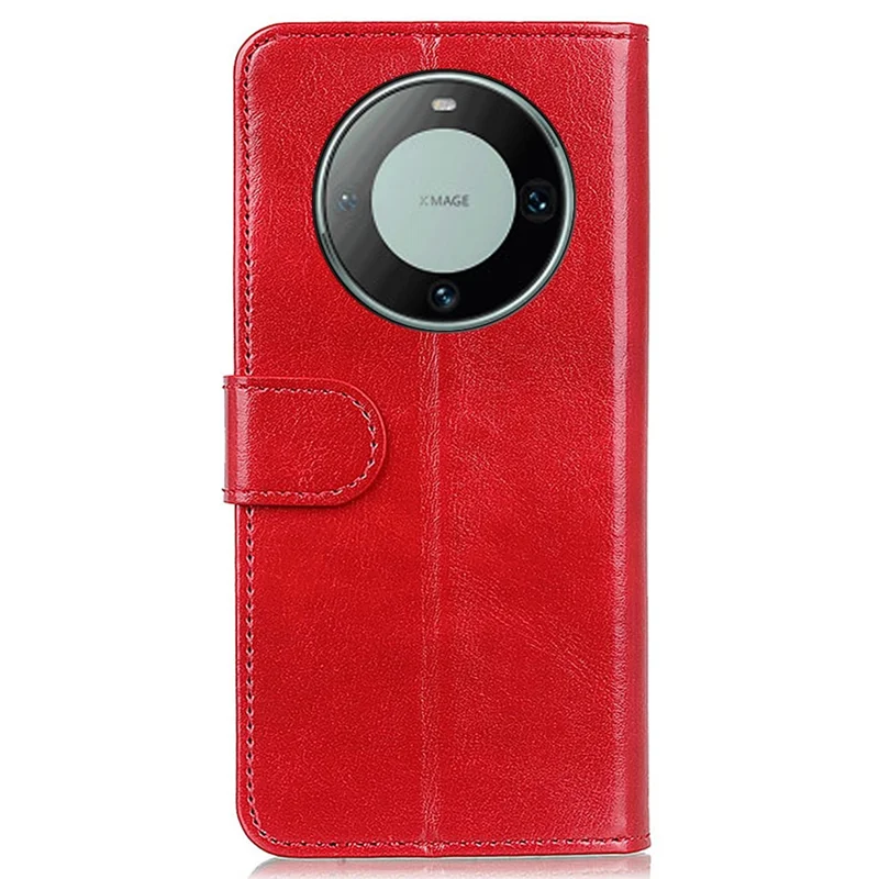 For Huawei Mate 60 PU Leather Wallet Phone Case Crazy Horse Texture Stand Cover - Red