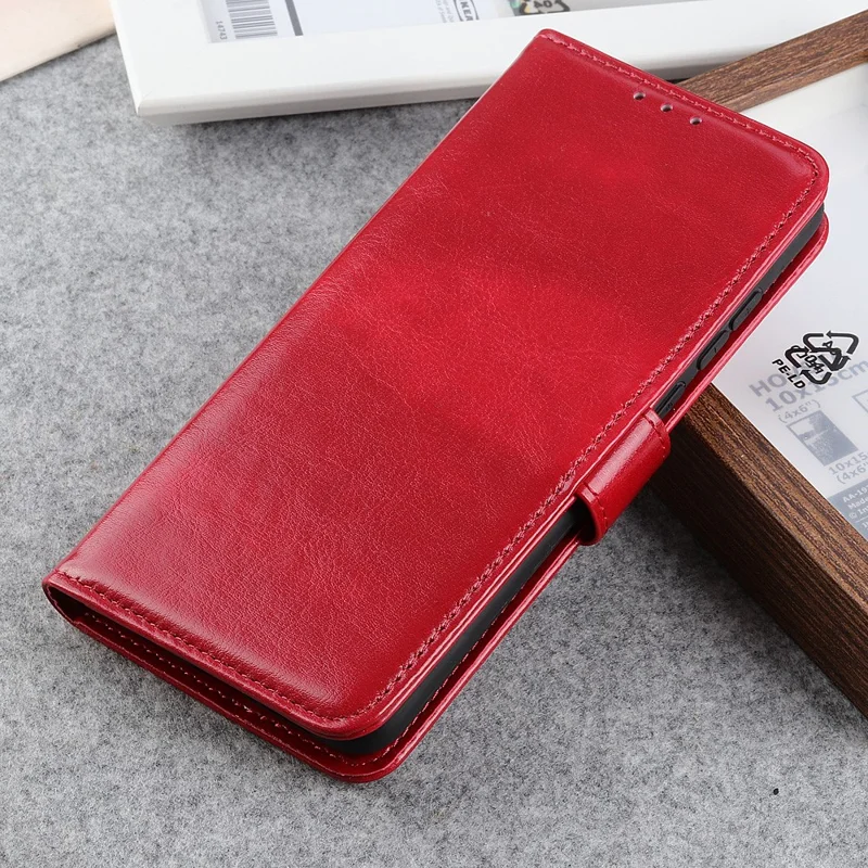 For Huawei Mate 60 PU Leather Wallet Phone Case Crazy Horse Texture Stand Cover - Red