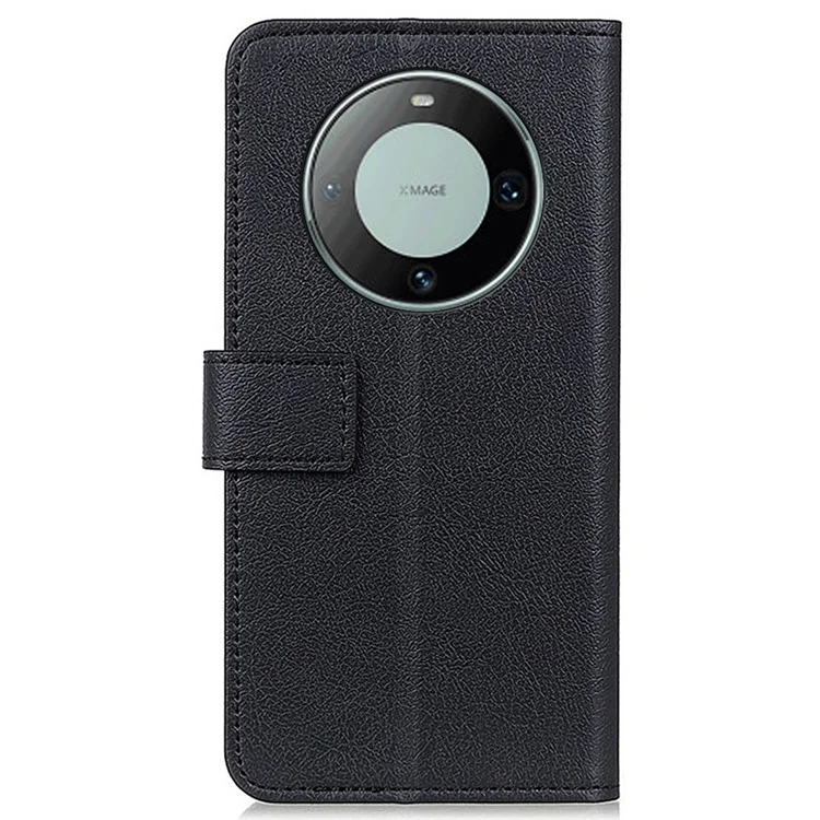 Para Huawei Mate 60 Teléfono Móvil Anti-caída Carcasa Texturizada de Cuero de PU con Soporte - Negro