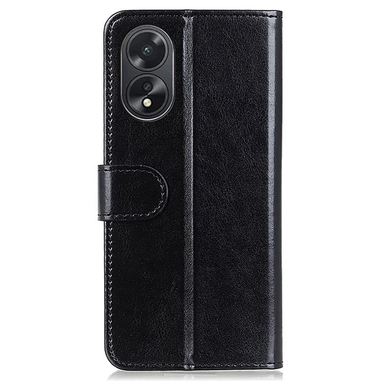 Für Oppo A38 4G PU-Leder-Wallet-Handyhülle, Crazy-Horse-Textur, stoßfest, Ständer-Cover - Schwarz