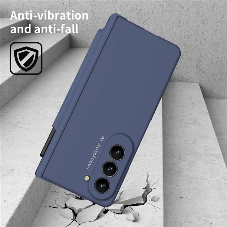 Per Samsung Galaxy Z Fold5 5G PC Phone Case Anti-drop Cover con Pellicola Protettiva Vetro Temperato e Stilo - Blu