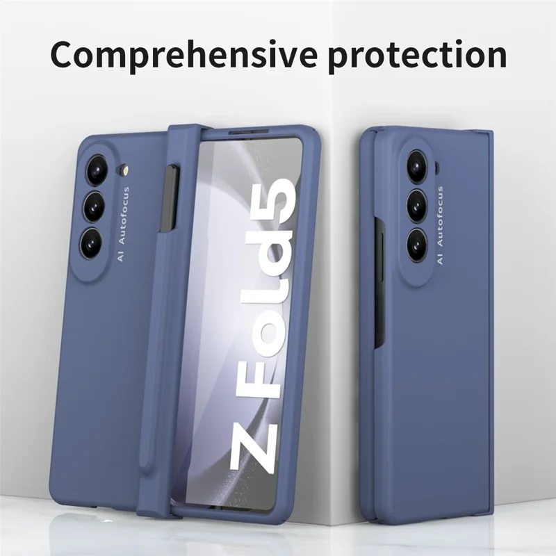 Per Samsung Galaxy Z Fold5 5G PC Phone Case Anti-drop Cover con Pellicola Protettiva Vetro Temperato e Stilo - Blu