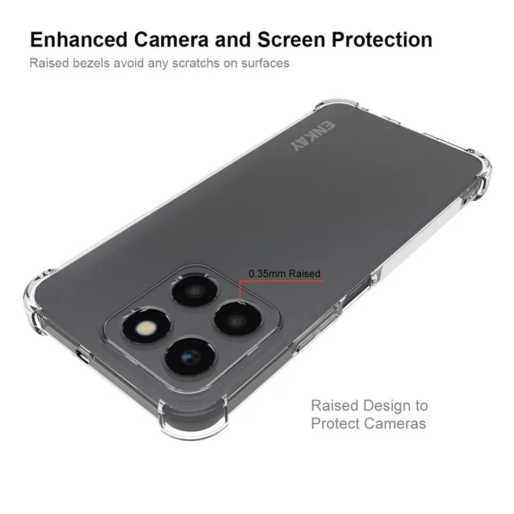ENKAY HAT PRINCE Phone Cover for Honor X6a 4G , HD Clear Phone Case Anti-slip Strip Edge TPU Shell