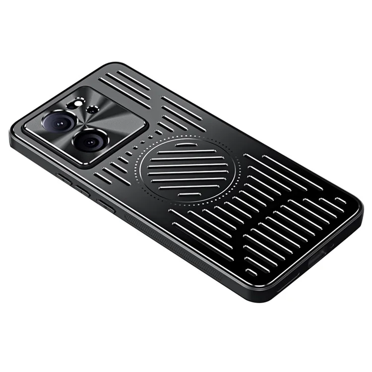 For Xiaomi Redmi K60 Ultra / 13T / 13T Pro TPU+Aluminum Alloy Hollow Heat Dissipation Phone Back Case - Black