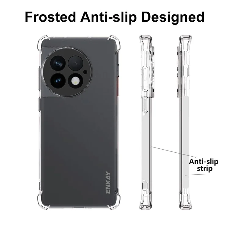 ENKAY HAT PRINCE Para OnePlus Ace 2 Pro 5G Funda Suave de TPU Tira Antideslizante Borde de Cobertura Funda Transparente de Teléfono HD Claro