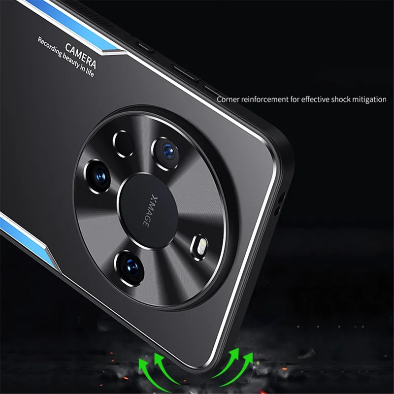 For Huawei Mate 60 Pro Kickstand Phone Case Aluminum Alloy + TPU Drop Proof Protective Cover - Silver